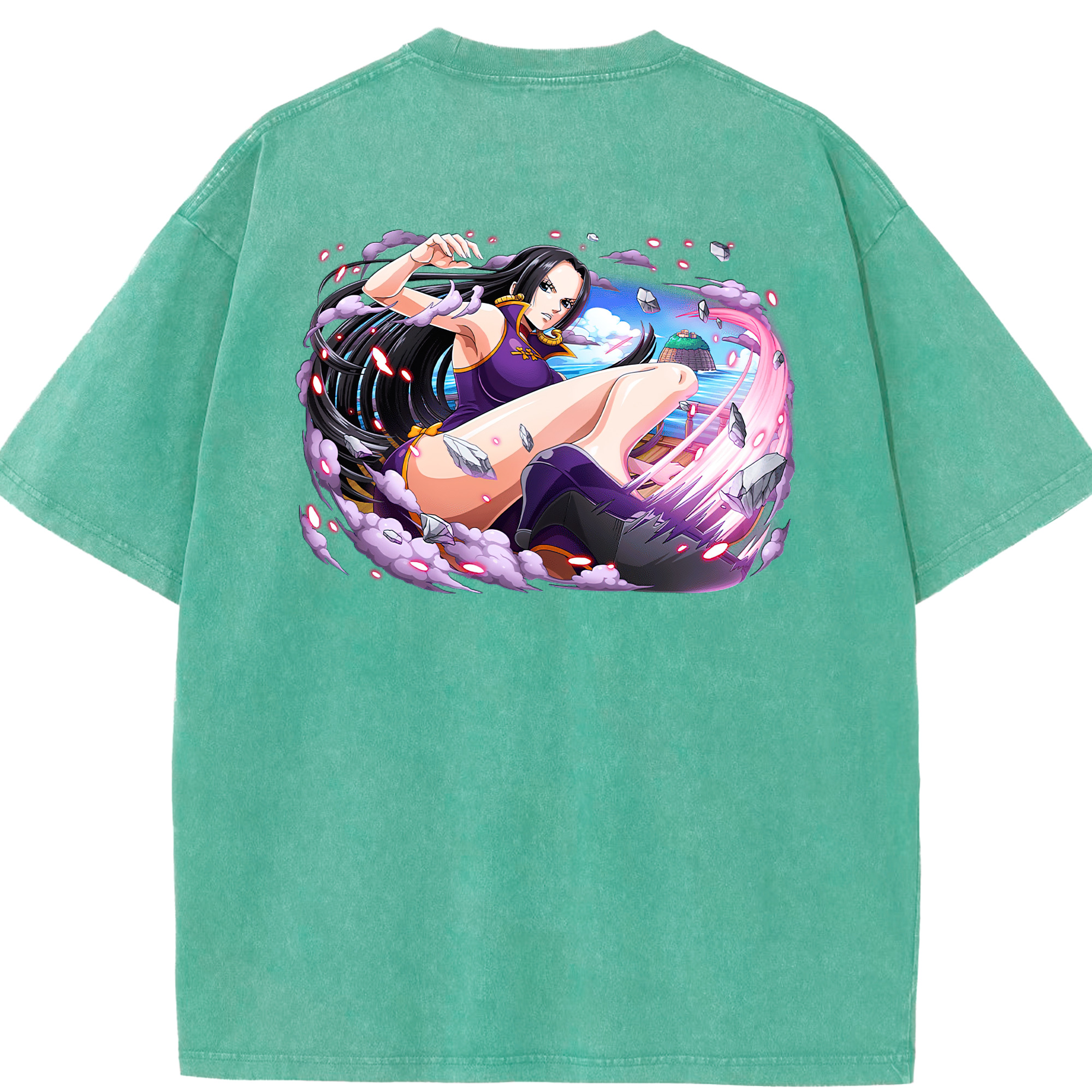 ワンピース ボア・ハンコック ONE PIECE Boa·Hancock 綿100% ヴィンテージ風 半袖Tシャツ（背面プリント）